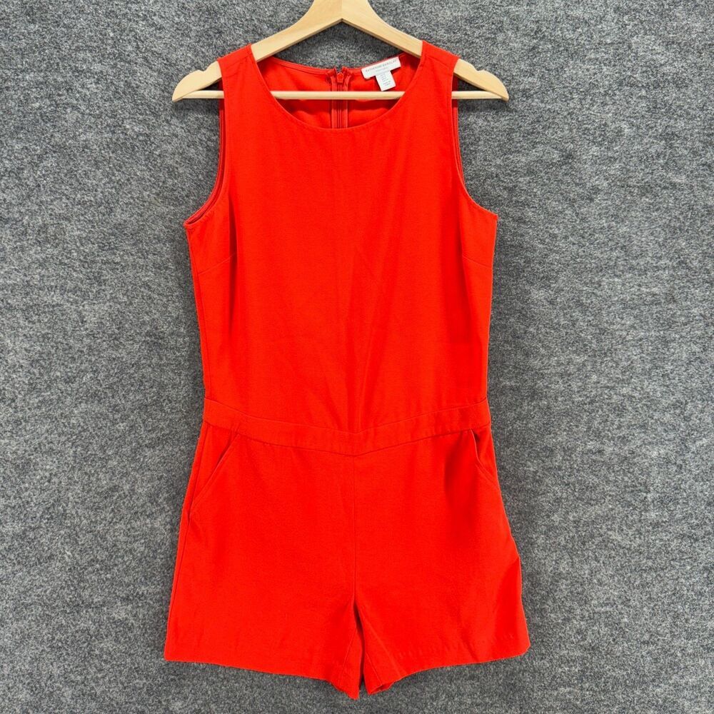 Katherine Barclay Jumpsuit Women 4 Red Sleeveless Zipper Round Neck Casual